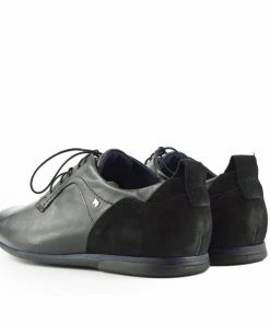 Kickfootwear MENS Smart Leather Lace Up Contrast Shoes - Black-Navy 10 Kickfootwear MENS Smart Leather Lace Up Contrast Shoes - Black-Navy