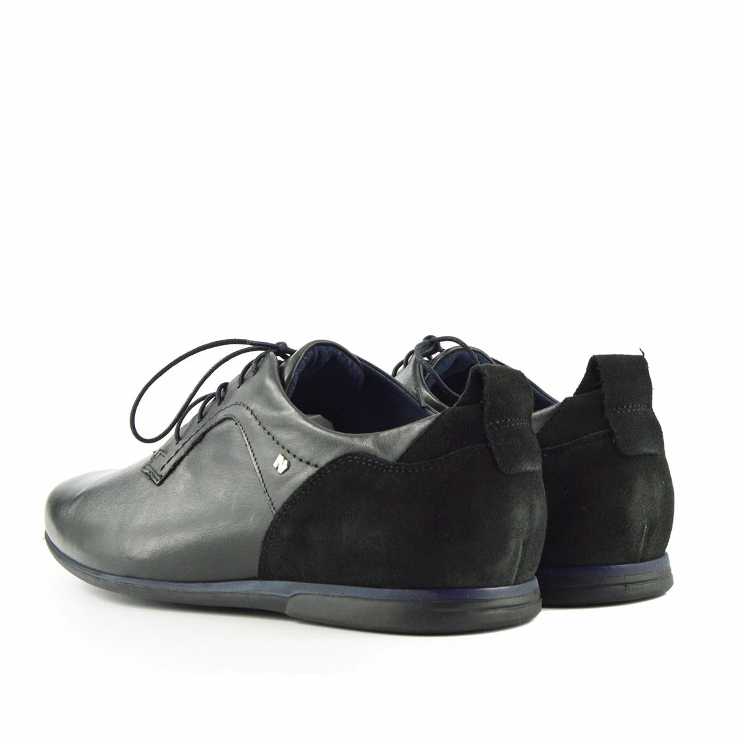 Kickfootwear MENS Smart Leather Lace Up Contrast Shoes - Black-Navy 5 Kickfootwear MENS Smart Leather Lace Up Contrast Shoes - Black-Navy