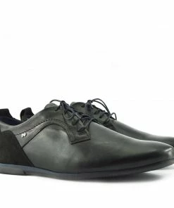 Kickfootwear MENS Smart Leather Lace Up Contrast Shoes - Black-Navy 8 Kickfootwear MENS Smart Leather Lace Up Contrast Shoes - Black-Navy