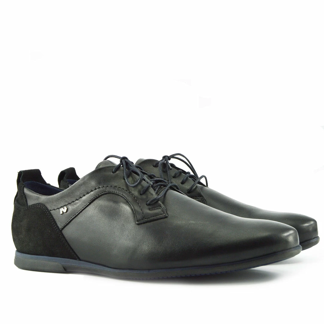 Kickfootwear MENS Smart Leather Lace Up Contrast Shoes - Black-Navy 3 Kickfootwear MENS Smart Leather Lace Up Contrast Shoes - Black-Navy