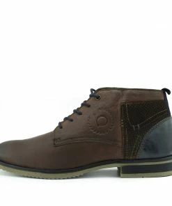 Kickfootwear Bugatti Premium Leather Lace Up Contrast Boots - Brown