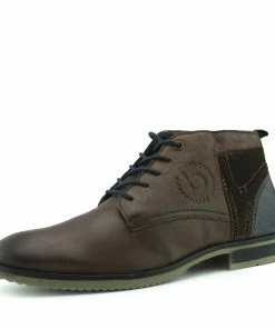 Kickfootwear Bugatti Premium Leather Lace Up Contrast Boots - Brown