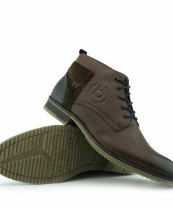 Kickfootwear Bugatti Premium Leather Lace Up Contrast Boots - Brown
