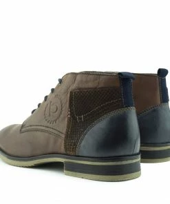 Kickfootwear Bugatti Premium Leather Lace Up Contrast Boots - Brown
