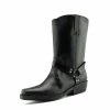 Kickfootwear Mens Cowboy Leather Ankle Biker Western Boots - Black Western