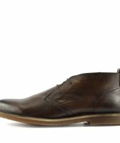 Kickfootwear MENS Leather Lace Up Distressed Brown Low Ankle Boots