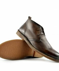 Kickfootwear MENS Leather Lace Up Distressed Brown Low Ankle Boots