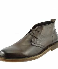 Kickfootwear MENS Leather Lace Up Distressed Brown Low Ankle Boots