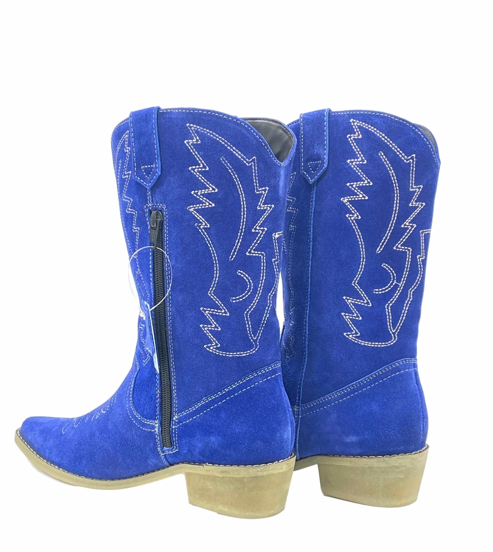 Kickfootwear Kitty Electric Blue Suede Cowboy Boots 5 Kickfootwear Kitty Electric Blue Suede Cowboy Boots