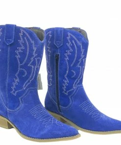 Kickfootwear Kitty Electric Blue Suede Cowboy Boots