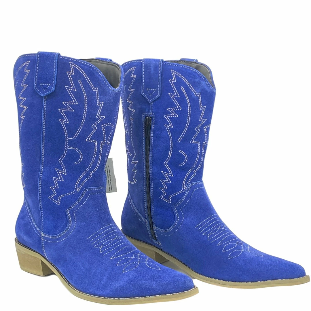 Kickfootwear Kitty Electric Blue Suede Cowboy Boots 1 Kickfootwear Kitty Electric Blue Suede Cowboy Boots