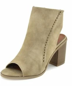 Kickfootwear WOMENS Ivy Block Heel Open Toe Mule Ankle Boots - Beige