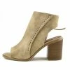 Kickfootwear WOMENS Ivy Block Heel Open Toe Mule Ankle Boots - Beige