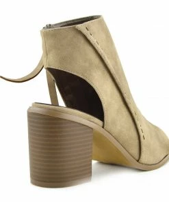 Kickfootwear WOMENS Ivy Block Heel Open Toe Mule Ankle Boots - Beige