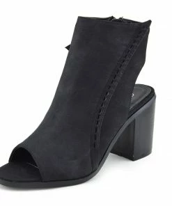 Kickfootwear Ivy Block Heel Open Toe Mule Ankle Boots - Black