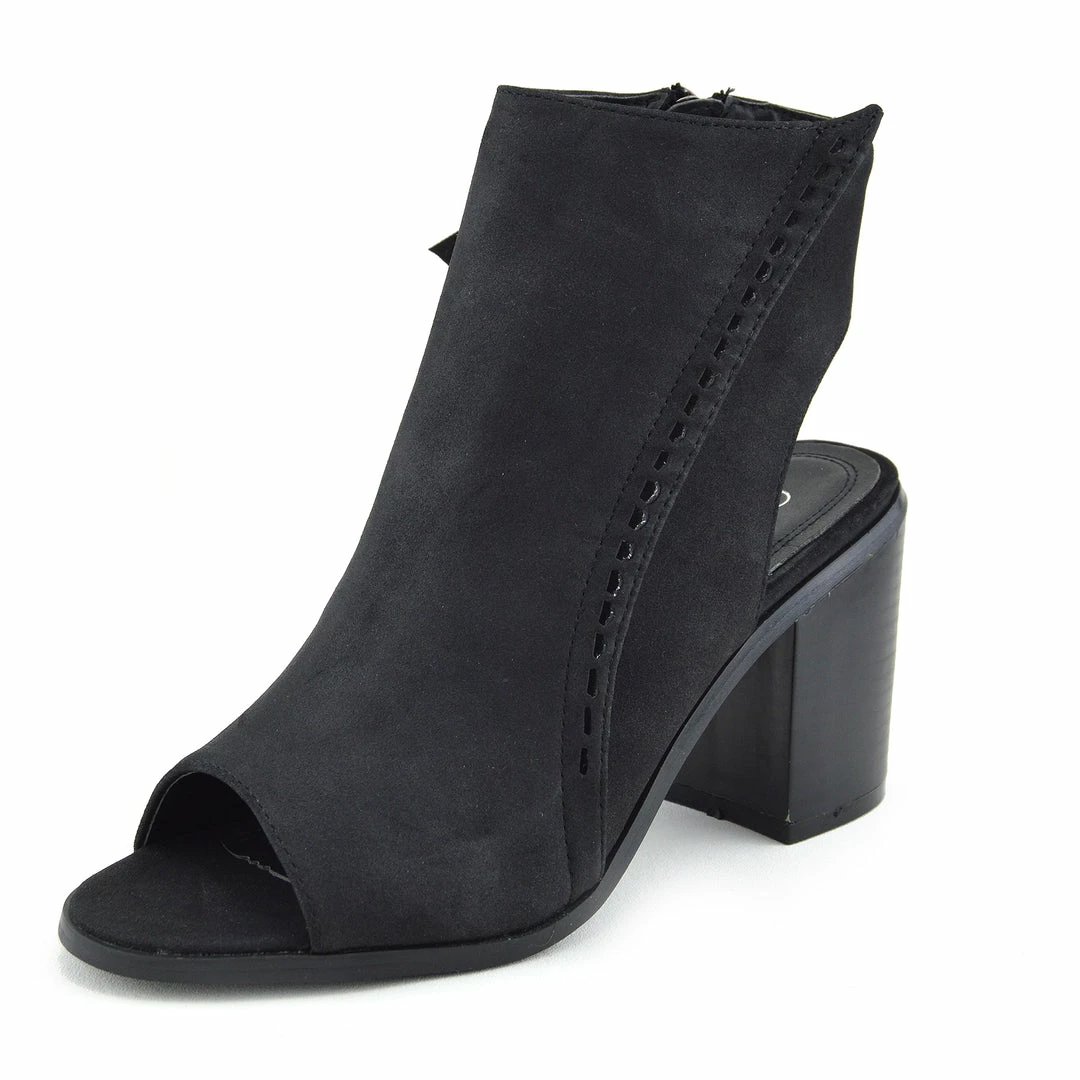 Kickfootwear Ivy Block Heel Open Toe Mule Ankle Boots - Black 2 Kickfootwear Ivy Block Heel Open Toe Mule Ankle Boots - Black
