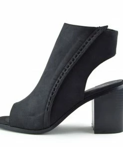 Kickfootwear Ivy Block Heel Open Toe Mule Ankle Boots - Black