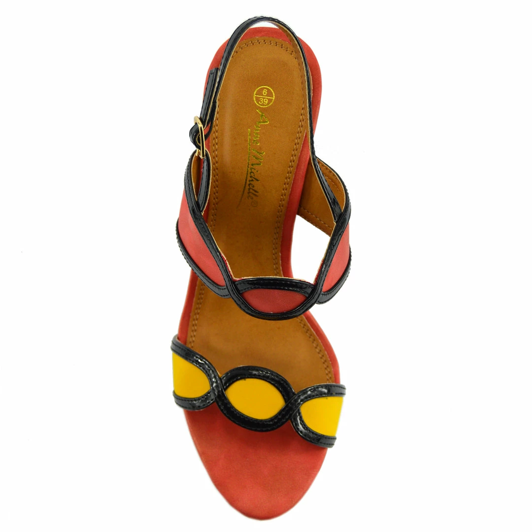 Kickfootwear WOMENS Block Heel Buckle Sandals - Orange 2 Kickfootwear WOMENS Block Heel Buckle Sandals - Orange