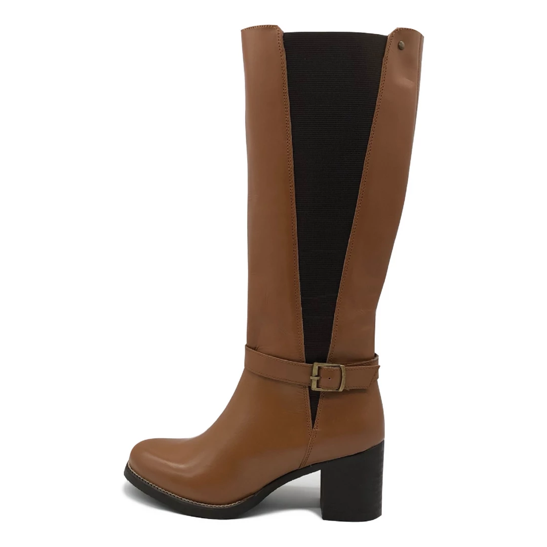 Kickfootwear Saffy Elasticated Leather Long Tan Boots 1 Kickfootwear Saffy Elasticated Leather Long Tan Boots