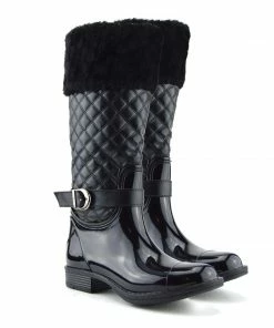 Kickfootwear Knee High Faux Fur Top Winter Wellington Boots WOMENS