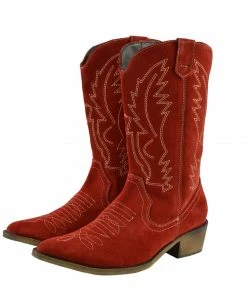 Kickfootwear Kitty Red Suede Cowboy Boots