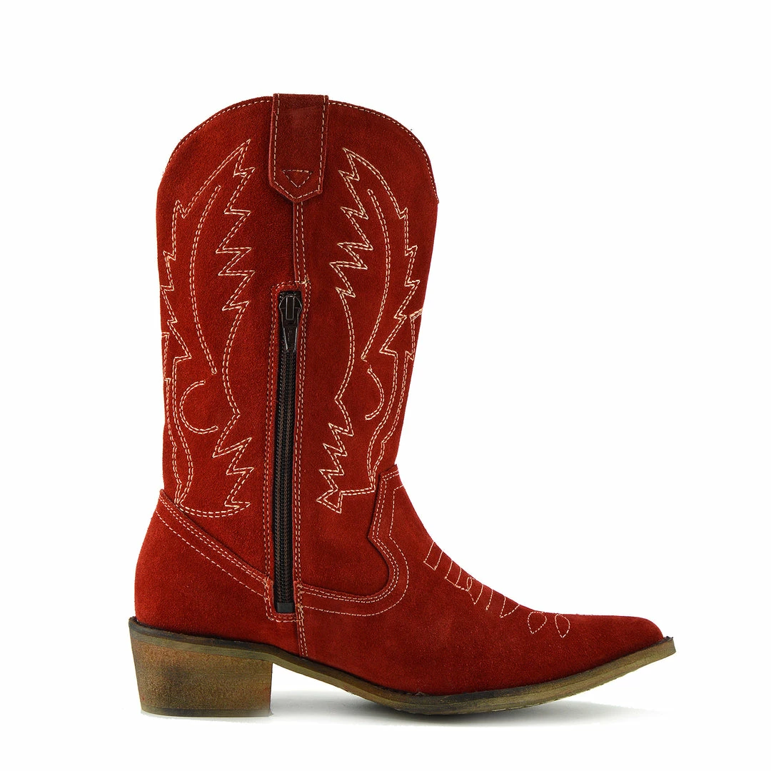 Kickfootwear Kitty Red Suede Cowboy Boots 5 Kickfootwear Kitty Red Suede Cowboy Boots