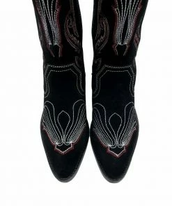 Kickfootwear NEW Limited Edition Dusty Black Red Suede Cowboy Boots