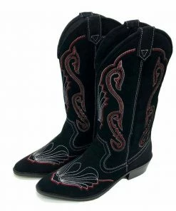 Kickfootwear NEW Limited Edition Dusty Black Red Suede Cowboy Boots
