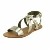 Kickfootwear Selma Leather Buckle Strap Gladiator Sandals - Gold WOMENS