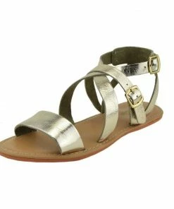 Kickfootwear Selma Leather Buckle Strap Gladiator Sandals - Gold WOMENS