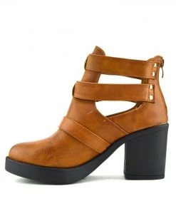 Kickfootwear Rae Cut Out Block Heel Chelsea Boots - Brown WOMENS 8 Kickfootwear Rae Cut Out Block Heel Chelsea Boots - Brown WOMENS