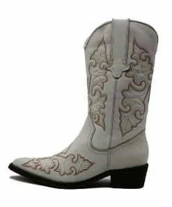 Kickfootwear Kitty Western Leather Cowboy Boots - White Leather WOMENS