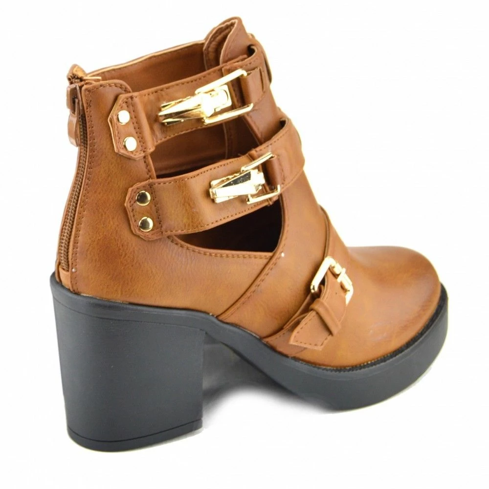 Kickfootwear Rae Cut Out Block Heel Chelsea Boots - Brown WOMENS 2 Kickfootwear Rae Cut Out Block Heel Chelsea Boots - Brown WOMENS