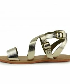 Kickfootwear Selma Leather Buckle Strap Gladiator Sandals - Gold WOMENS