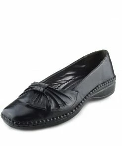 Kickfootwear Apsley Flat Casual Comfortable Ballerina Shoes - Black - 1