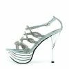 Kickfootwear Womens Charmaine Clear Perspex High Heels Fashion Platform Pole Dancing Shoes - Silver AB191