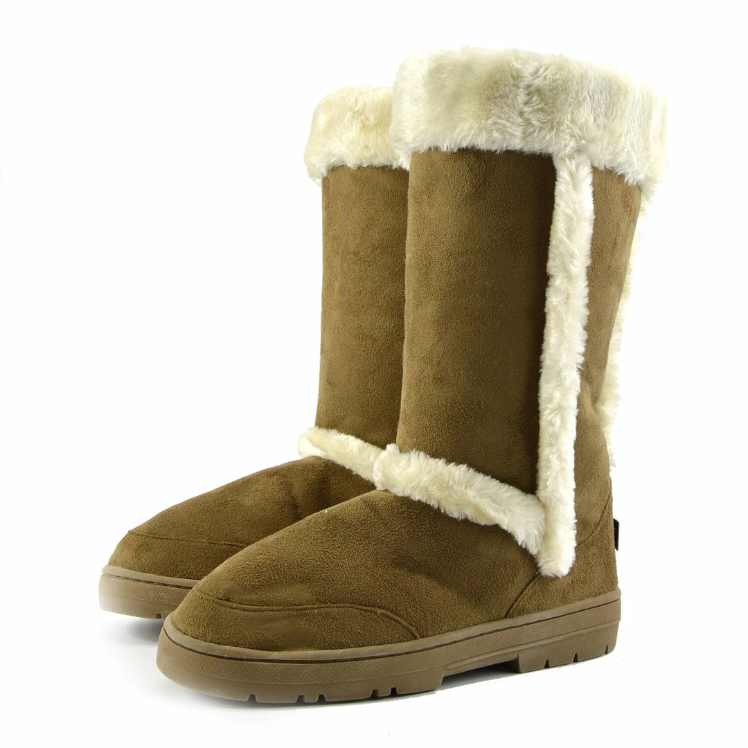 Kickfootwear Holly Mid Calf Faux Sheepskin Lined Winter Boots - Tan White WOMENS 3 Kickfootwear Holly Mid Calf Faux Sheepskin Lined Winter Boots - Tan White WOMENS