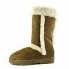 Kickfootwear Holly Mid Calf Faux Sheepskin Lined Winter Boots - Tan White WOMENS