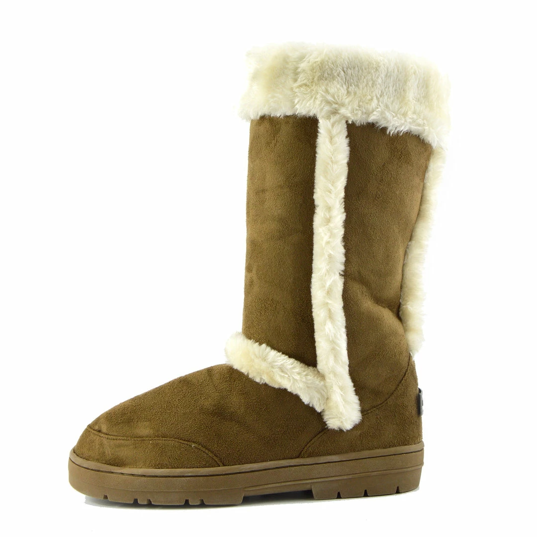 Kickfootwear Holly Mid Calf Faux Sheepskin Lined Winter Boots - Tan White WOMENS 1 Kickfootwear Holly Mid Calf Faux Sheepskin Lined Winter Boots - Tan White WOMENS