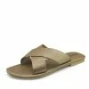 Kickfootwear Zadie Leather Comfort Sole Cross Sliders - Gold WOMENS