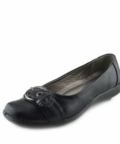 Kickfootwear Apsley Flat Casual Comfortable Ballerina Shoes - Black - 2 WOMENS