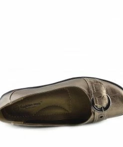 Kickfootwear Apsley Flat Casual Comfortable Ballerina Shoes - Bronze