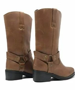 Kickfootwear WOMENS Women's Long Brown Leather Biker Boots