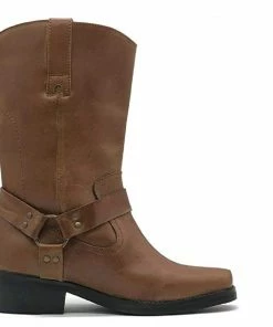 Kickfootwear WOMENS Women's Long Brown Leather Biker Boots