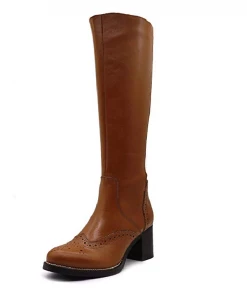 Kickfootwear WOMENS NEW In Tan Leather Long Brogue Boots