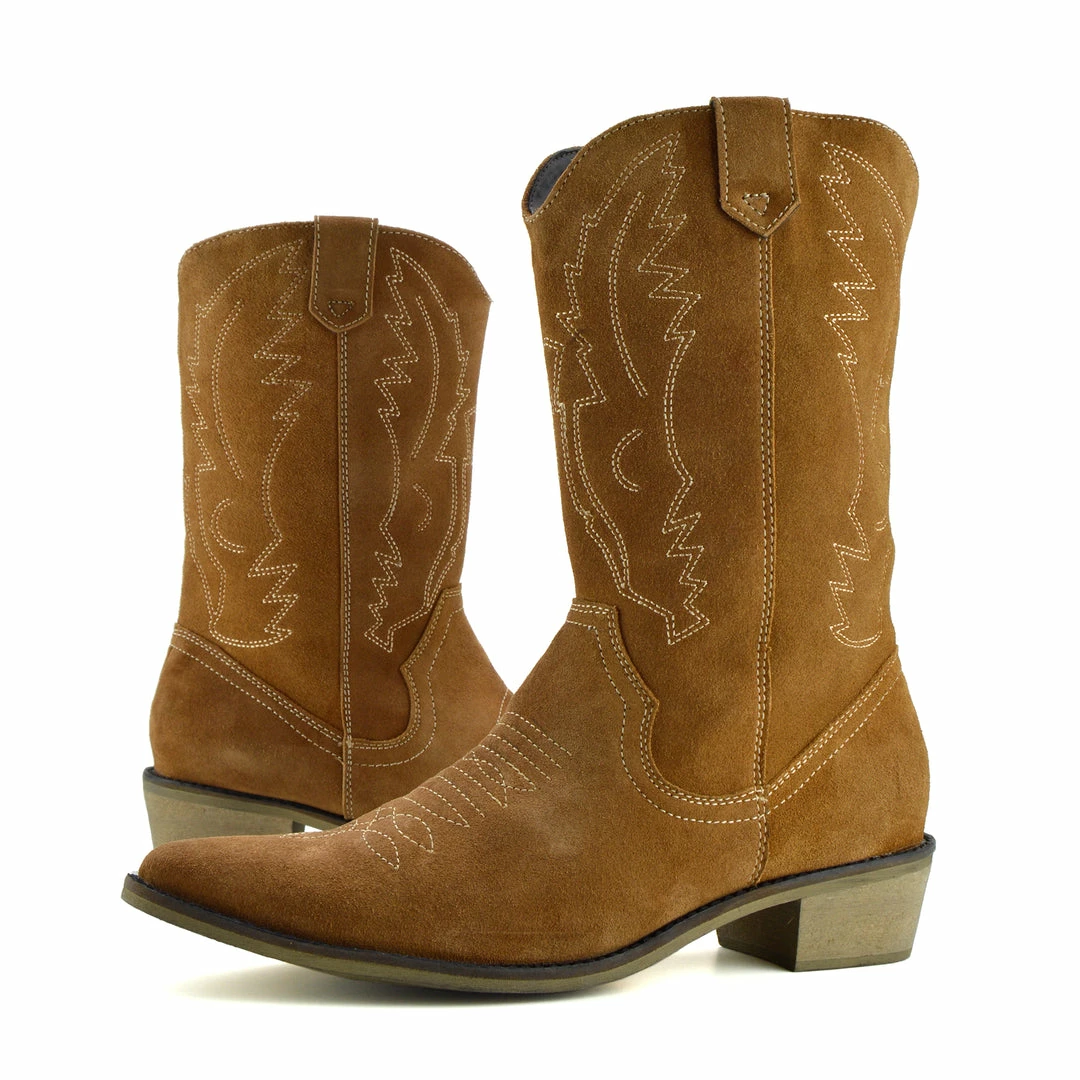 Kickfootwear WOMENS Kitty Dark Tan Suede Cowboy Boots 4 Kickfootwear WOMENS Kitty Dark Tan Suede Cowboy Boots