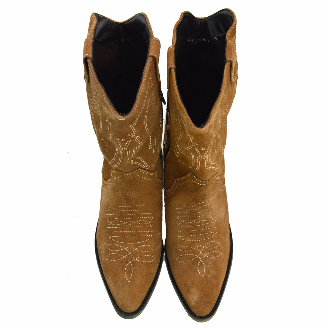 Kickfootwear WOMENS Kitty Dark Tan Suede Cowboy Boots 7 Kickfootwear WOMENS Kitty Dark Tan Suede Cowboy Boots