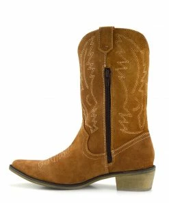 Kickfootwear WOMENS Kitty Dark Tan Suede Cowboy Boots