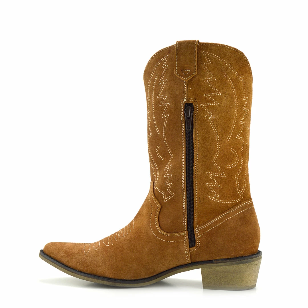 Kickfootwear WOMENS Kitty Dark Tan Suede Cowboy Boots 2 Kickfootwear WOMENS Kitty Dark Tan Suede Cowboy Boots