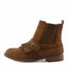 Kickfootwear Brogue Detail Pull On Fringe Chelsea Style Boots - Tan